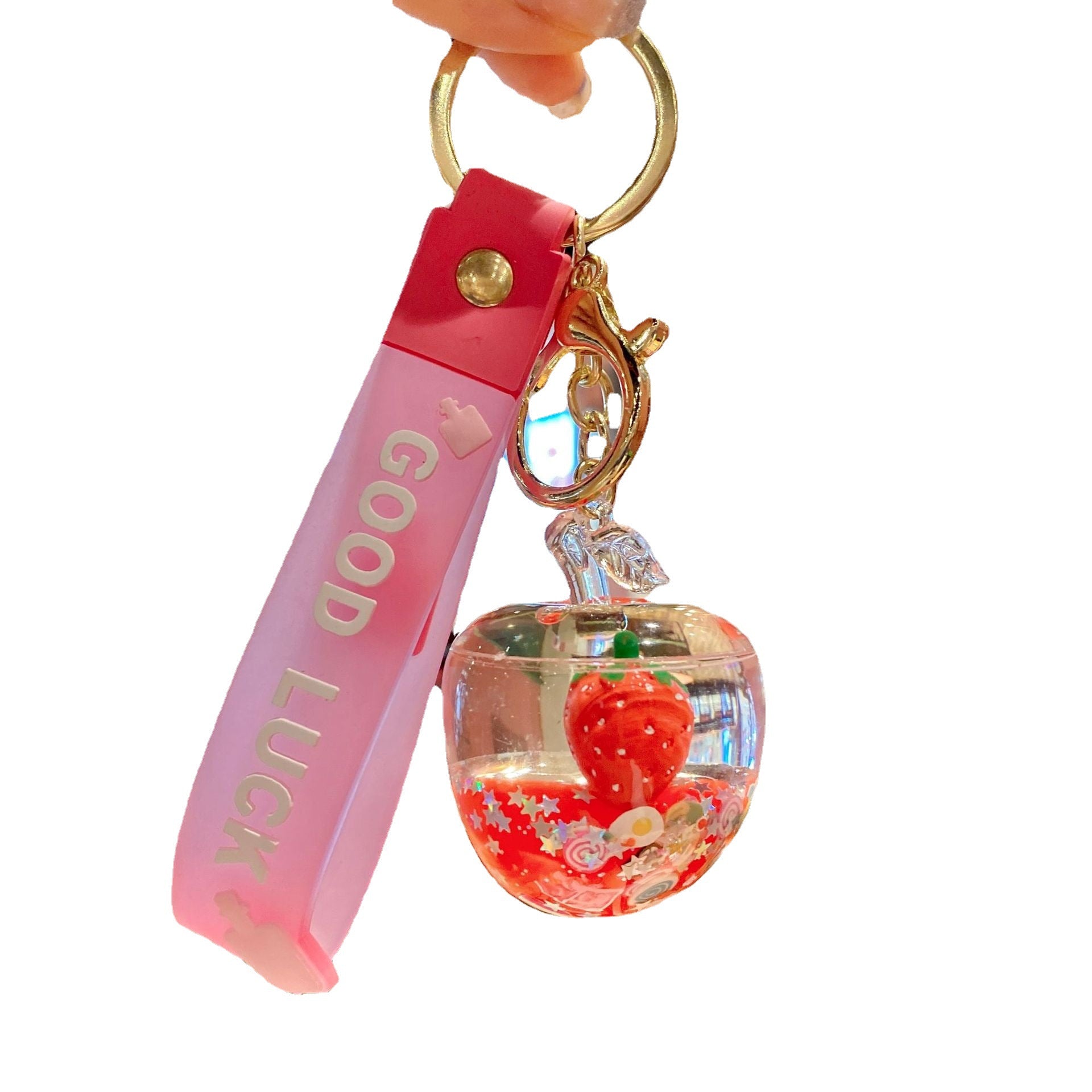 Wholesale Acrylic Oil Quicksand Bottle Fruit Series Keychain